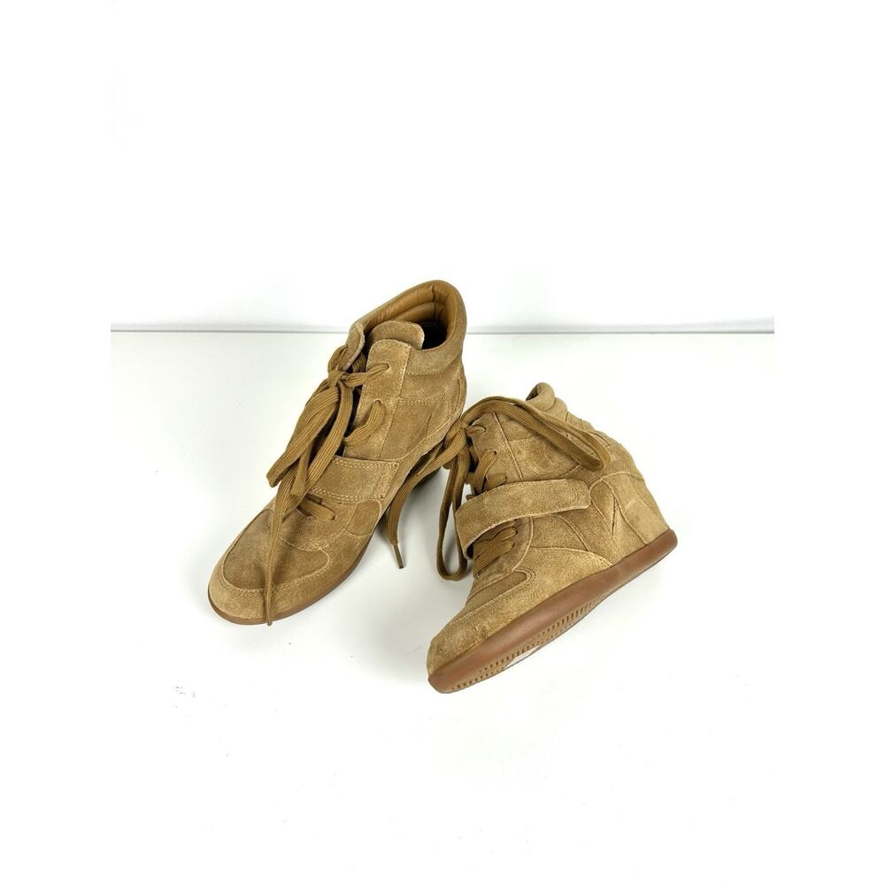 NWOT Ash Limited Womens Bowie Wedge Lace-Up Suede Casual Shoes Tan Size 7 (eu38)